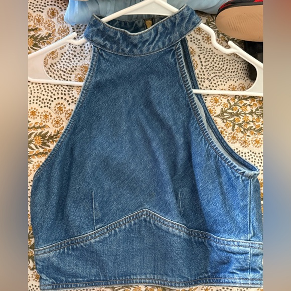 MOTHER Tops - MOTHER Blue Denim Crop Top
